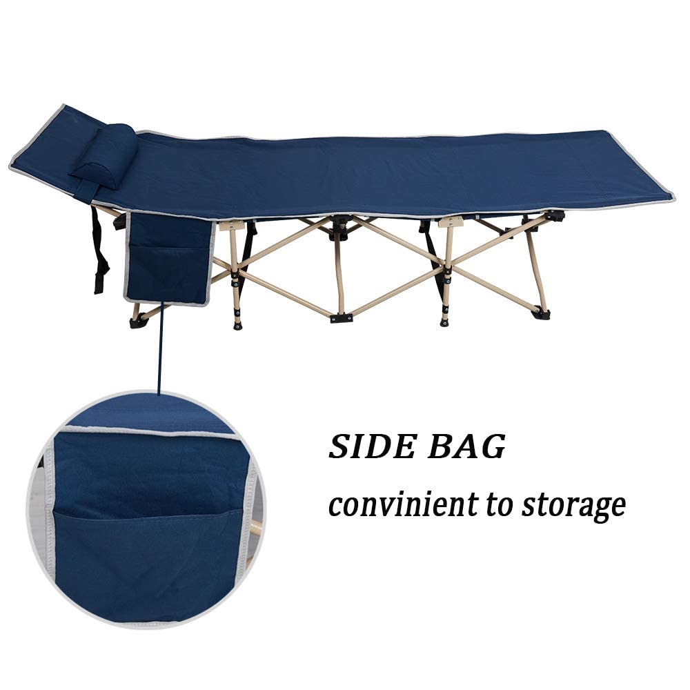 Folding Camping Cot with Carry Bag Pocket Pillow D8964