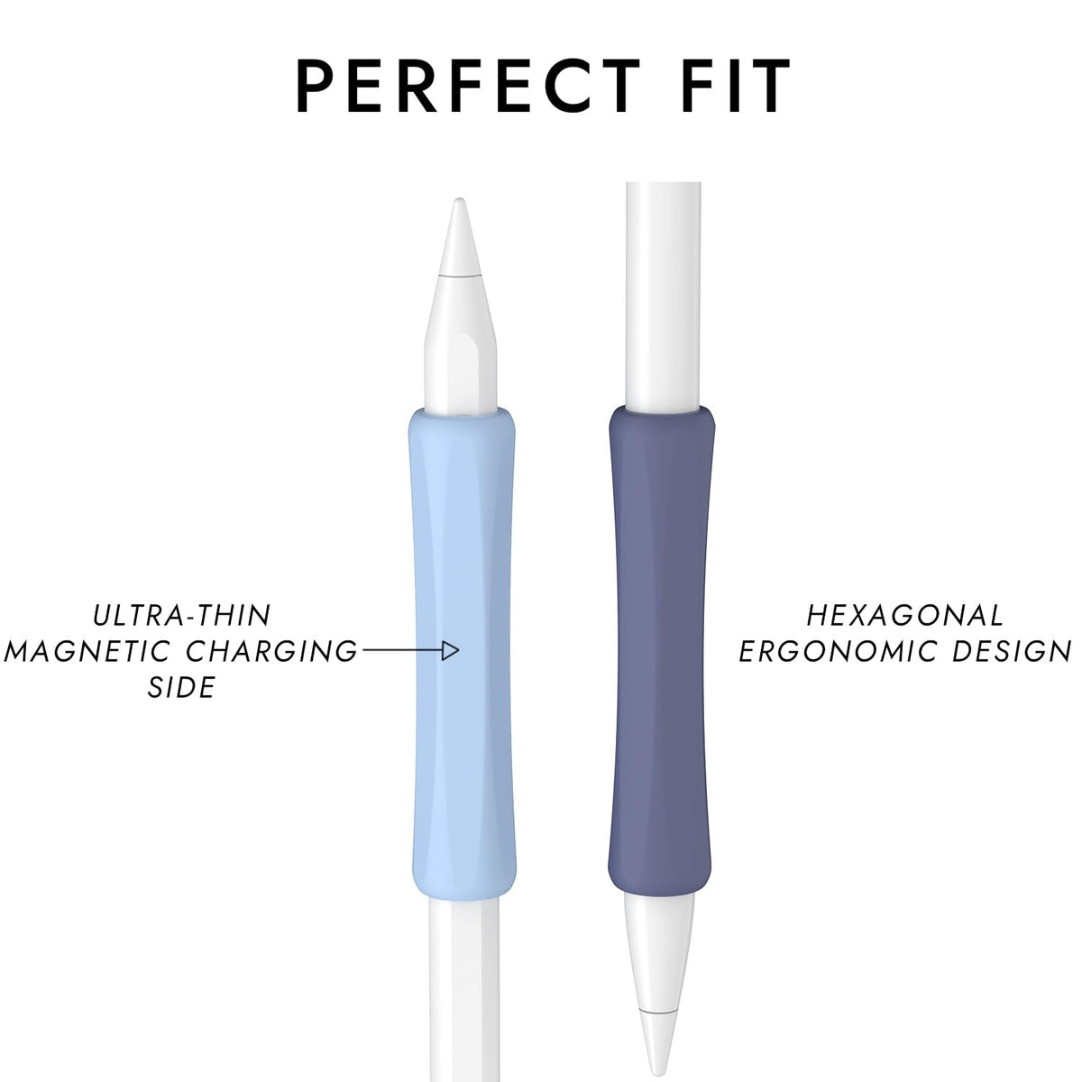 4 Pack Silicone Pencil Grips White Blue Black Q466
