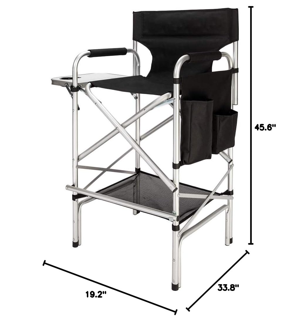 Black Folding Director Chair with Side Table D177