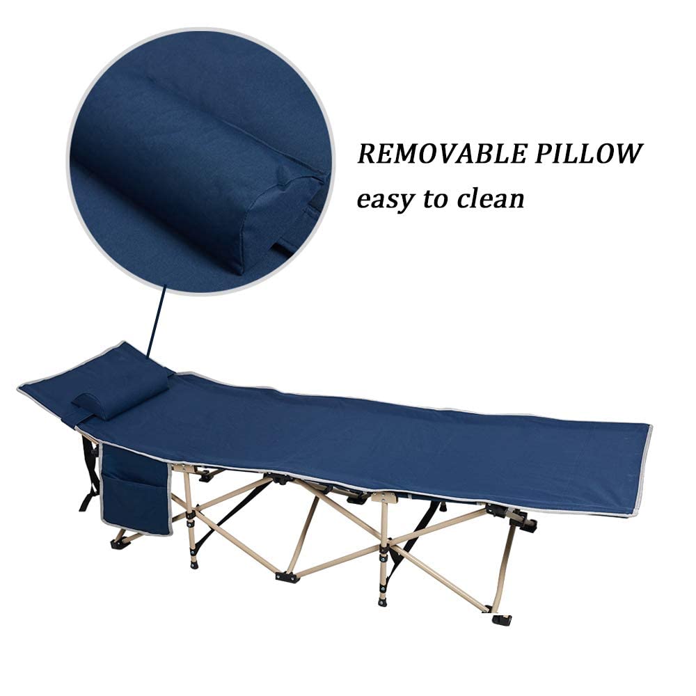 Folding Camping Cot with Carry Bag Pocket Pillow D8964