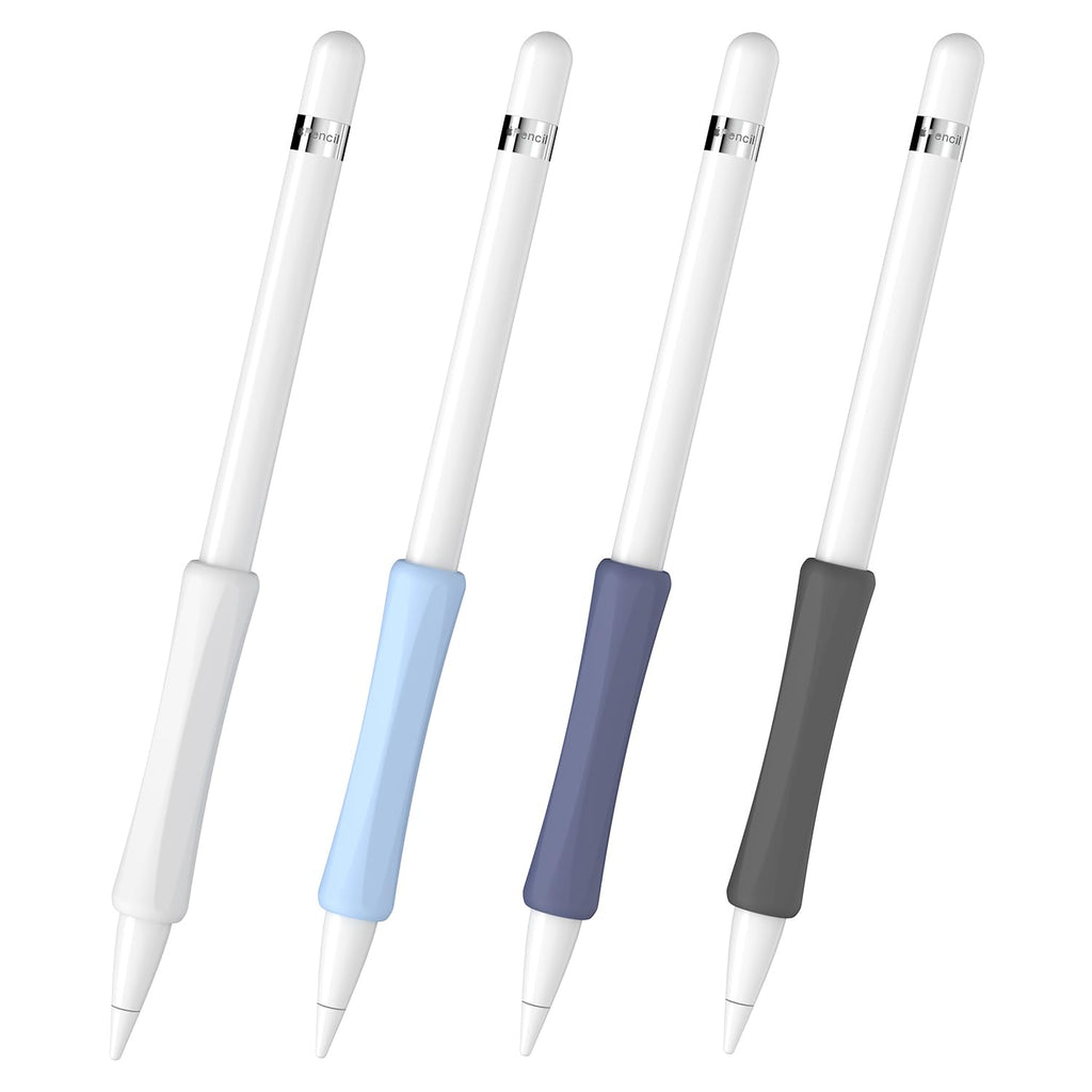 4 Pack Silicone Pencil Grips White Blue Black Q466
