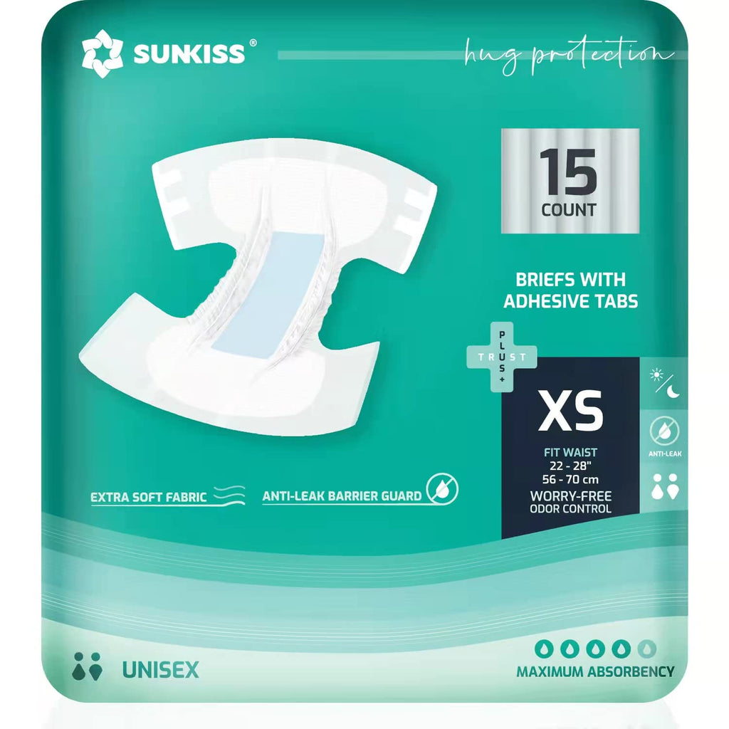 Adult Diapers XSmall 15 Count & Wet Wipes 8" x 12" 200 Count Bundle E818