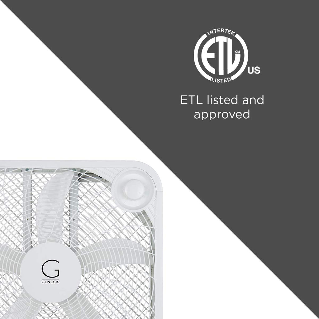 20" Box Fan, 3 Settings, Carry Handle, White Q92268