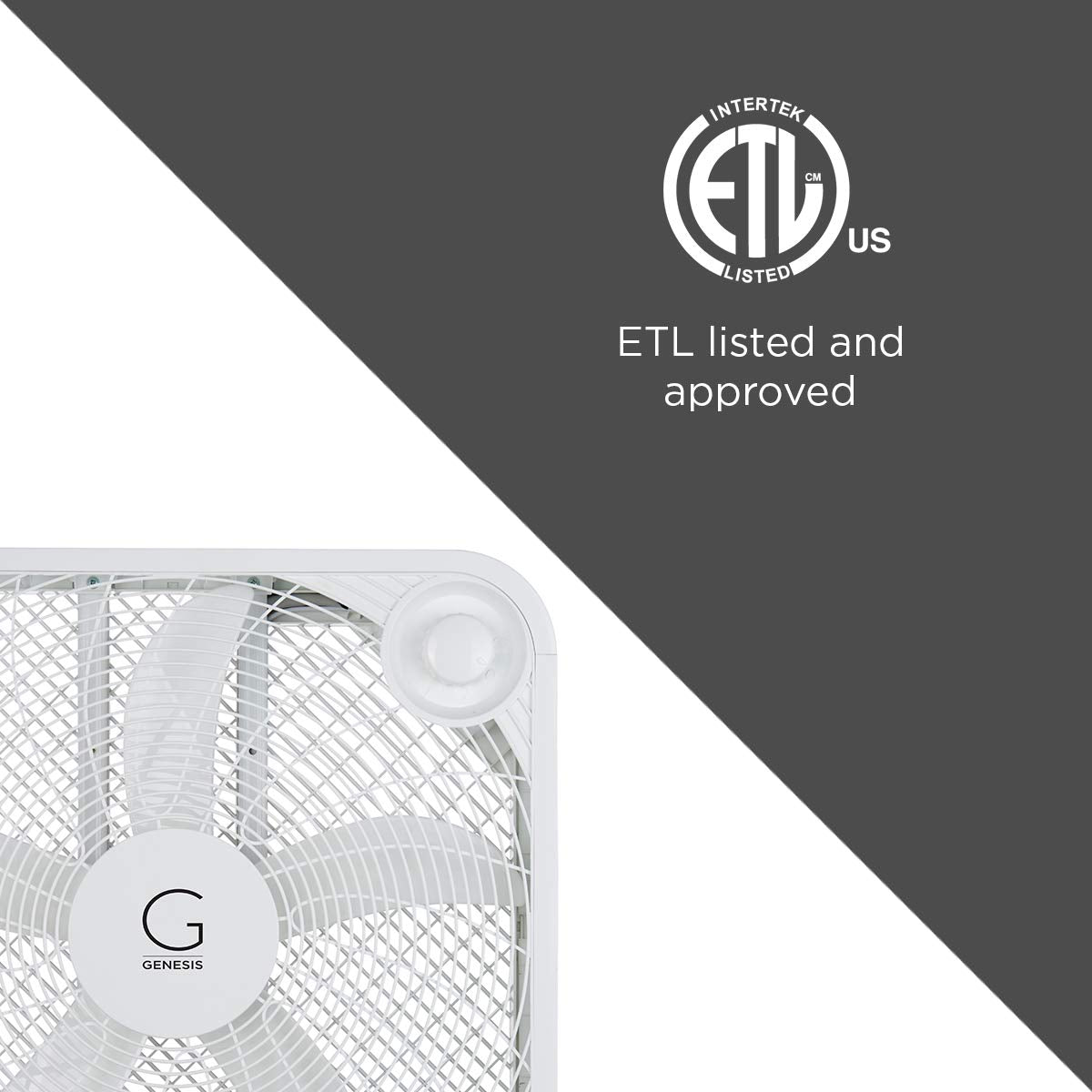 20" Box Fan, 3 Settings, Carry Handle, White Q92268