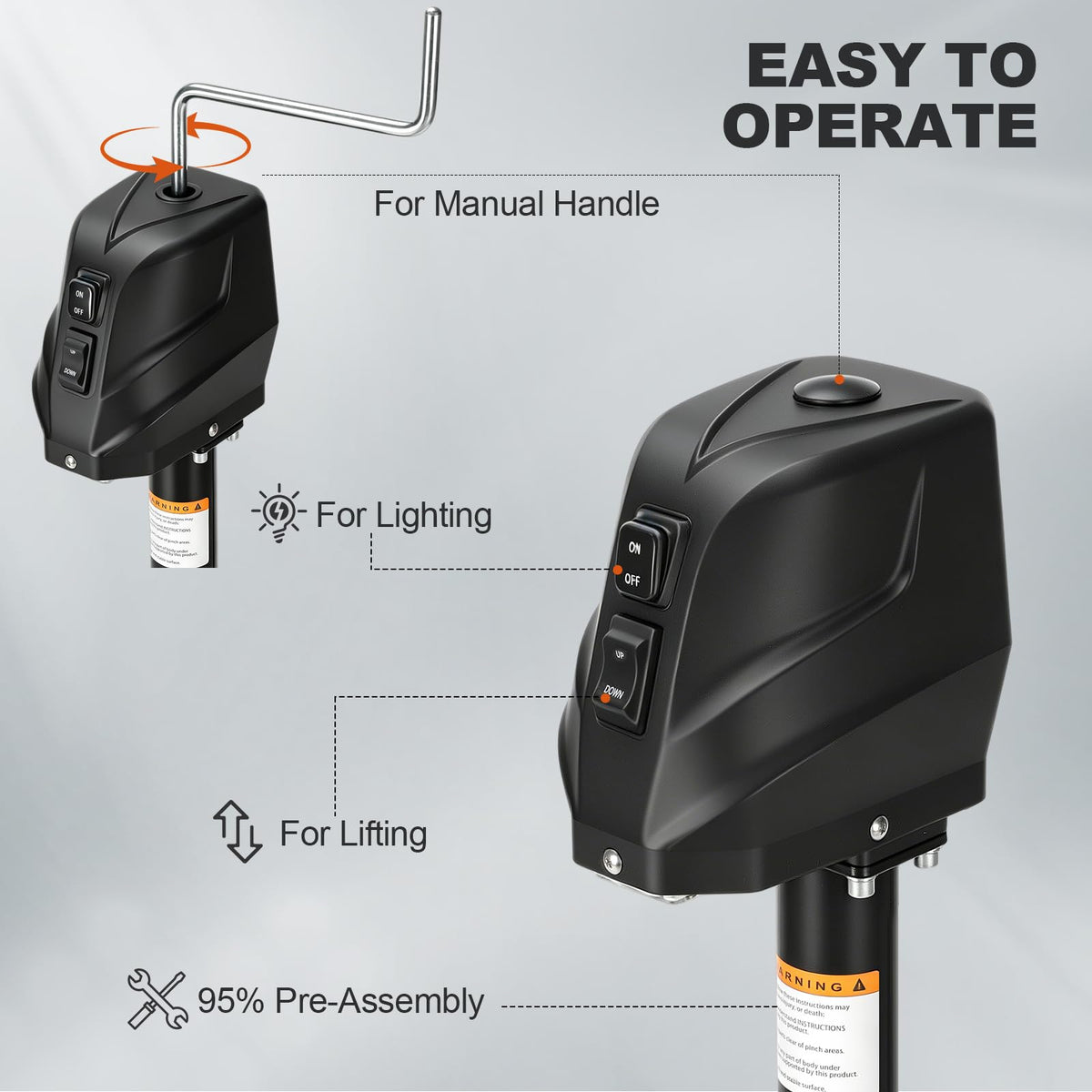 Electric Trailer Jack with Waterproof Cover & LED Light S92040