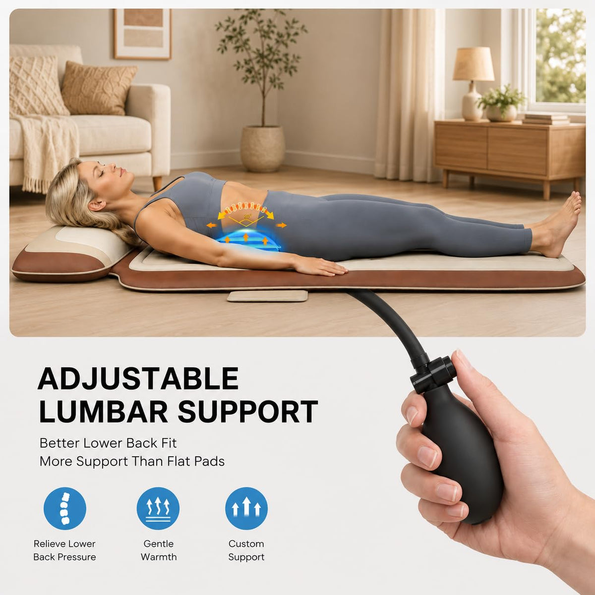 Vibration Massage Mat with Heat and Lumbar Support L38479