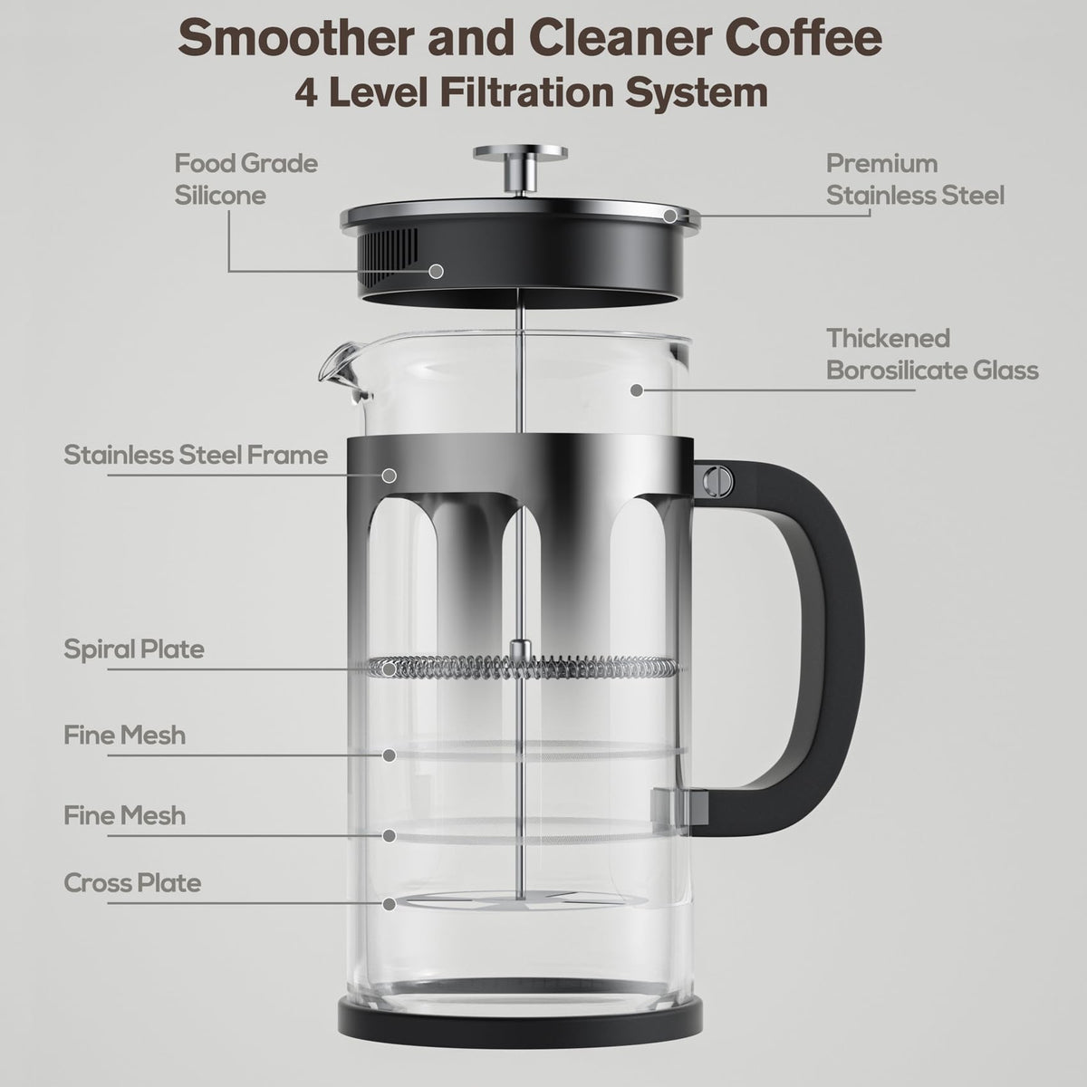 34oz Heat Resistant Glass Stainless Steel French Press Coffee Maker G728781