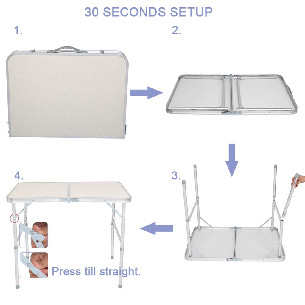 Folding Aluminum Camping Table White 3 FT W151813