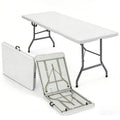 6FT White HDPE Folding Table with Carry Handle Y5614