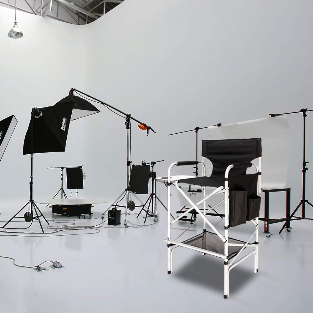 Black Folding Director Chair with Side Table D177