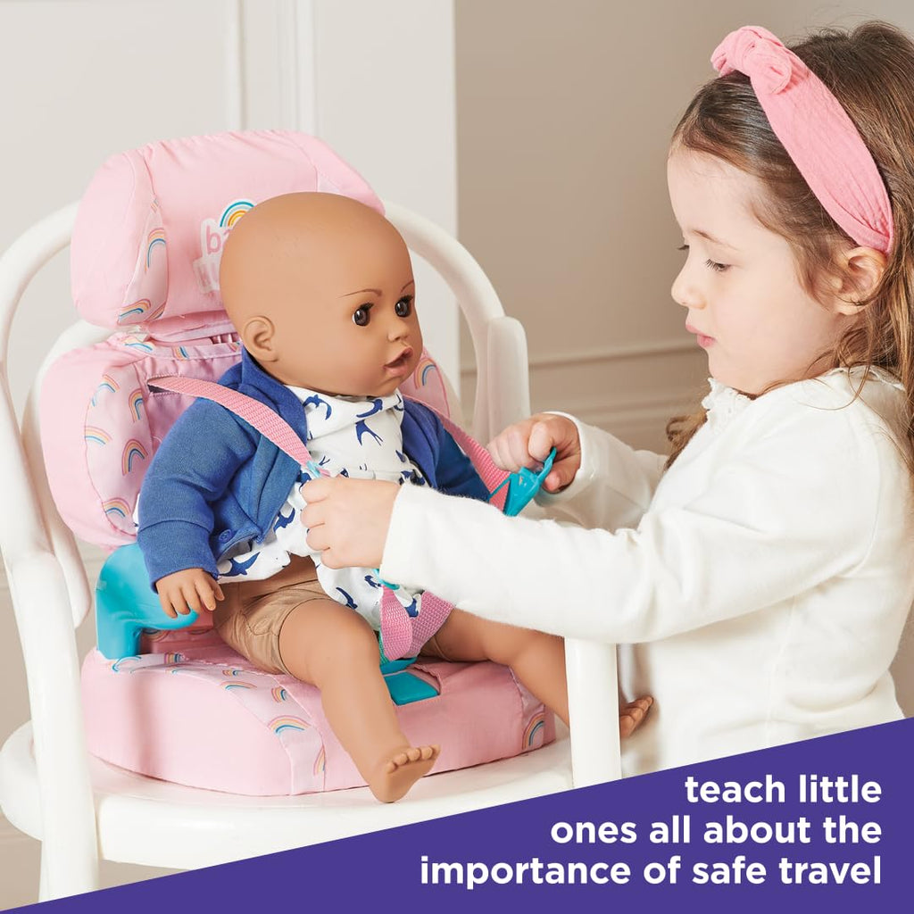 Pink Booster Seat for Dolls with Adjustable Headrest & Buckles R532