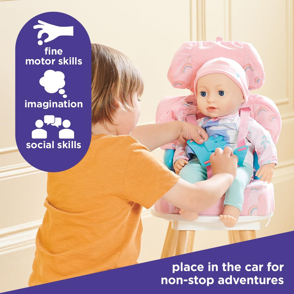 Pink Booster Seat for Dolls with Adjustable Headrest & Buckles R532