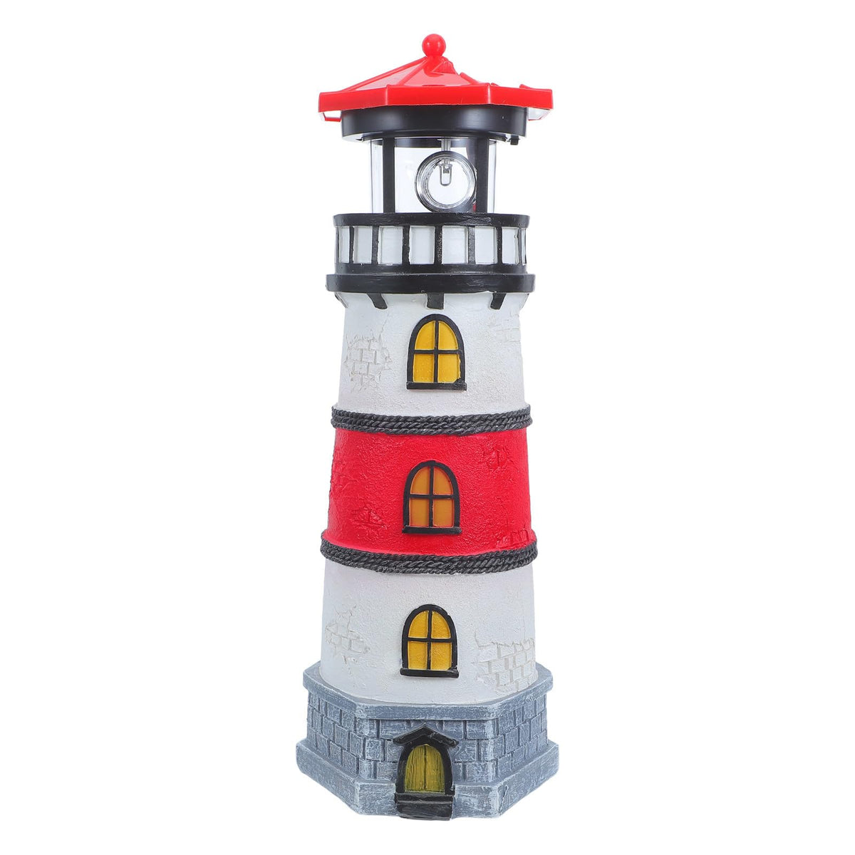 Solar Powered Waterproof LED Lighthouse Garden Statue U626714