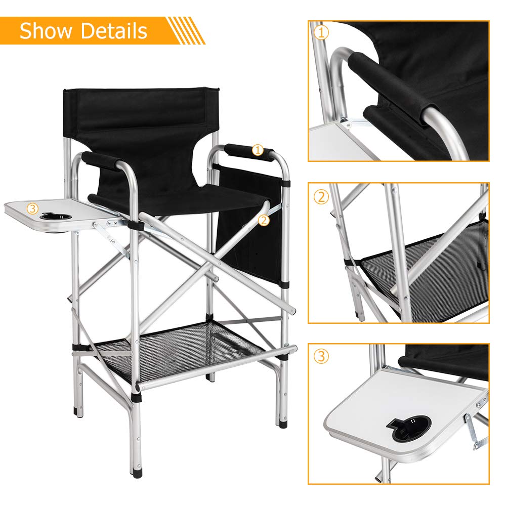 Black Folding Director Chair with Side Table D177