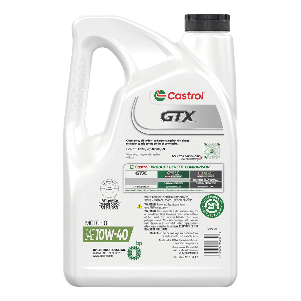 10W-40 Conventional Motor Oil, 5 Quarts K147851