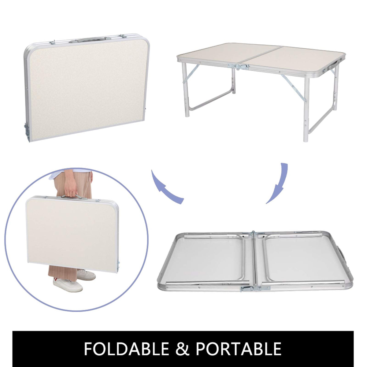 Folding Aluminum Camping Table White 3 FT W151813