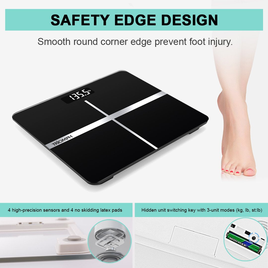 Black Digital Bathroom Scale with Backlit Display R796945