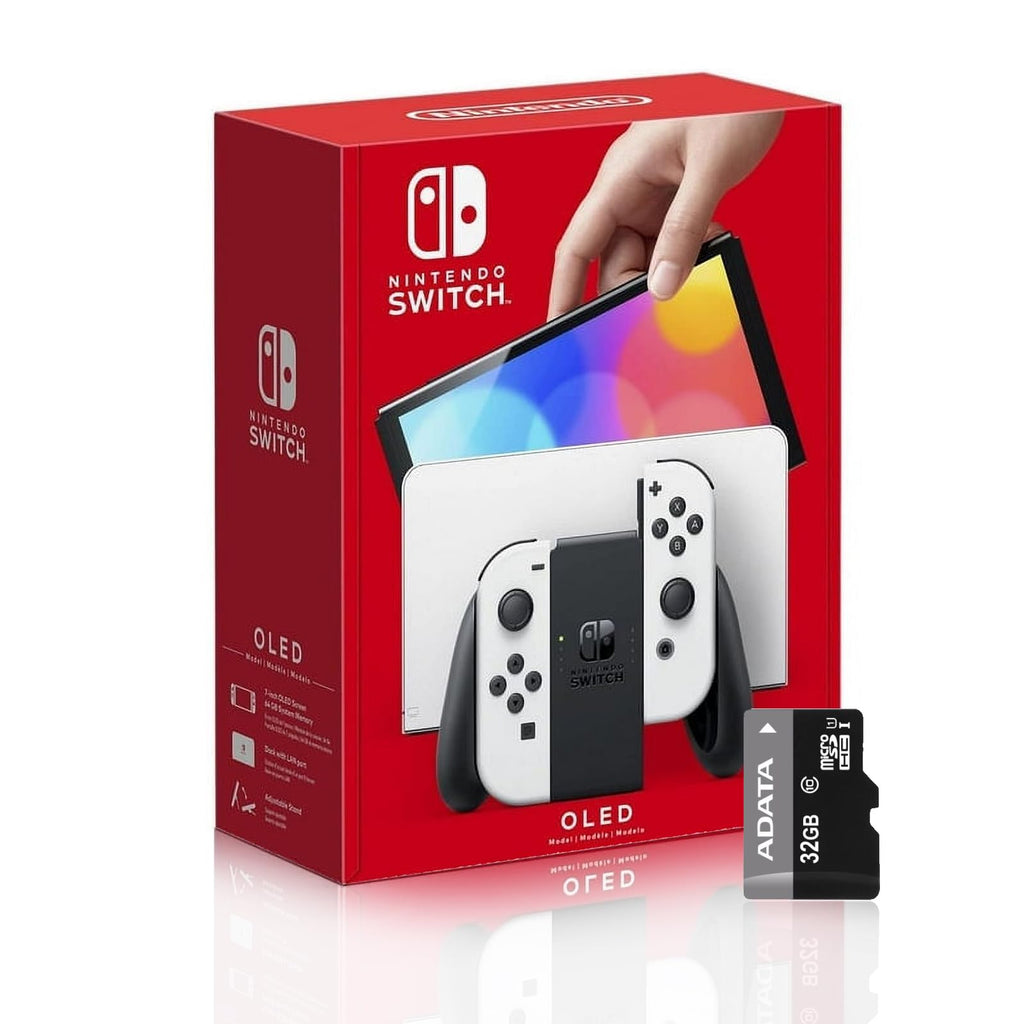 Nintendo Switch OLED Model with White Joy-Con and 32GB Micro SD Card E2074