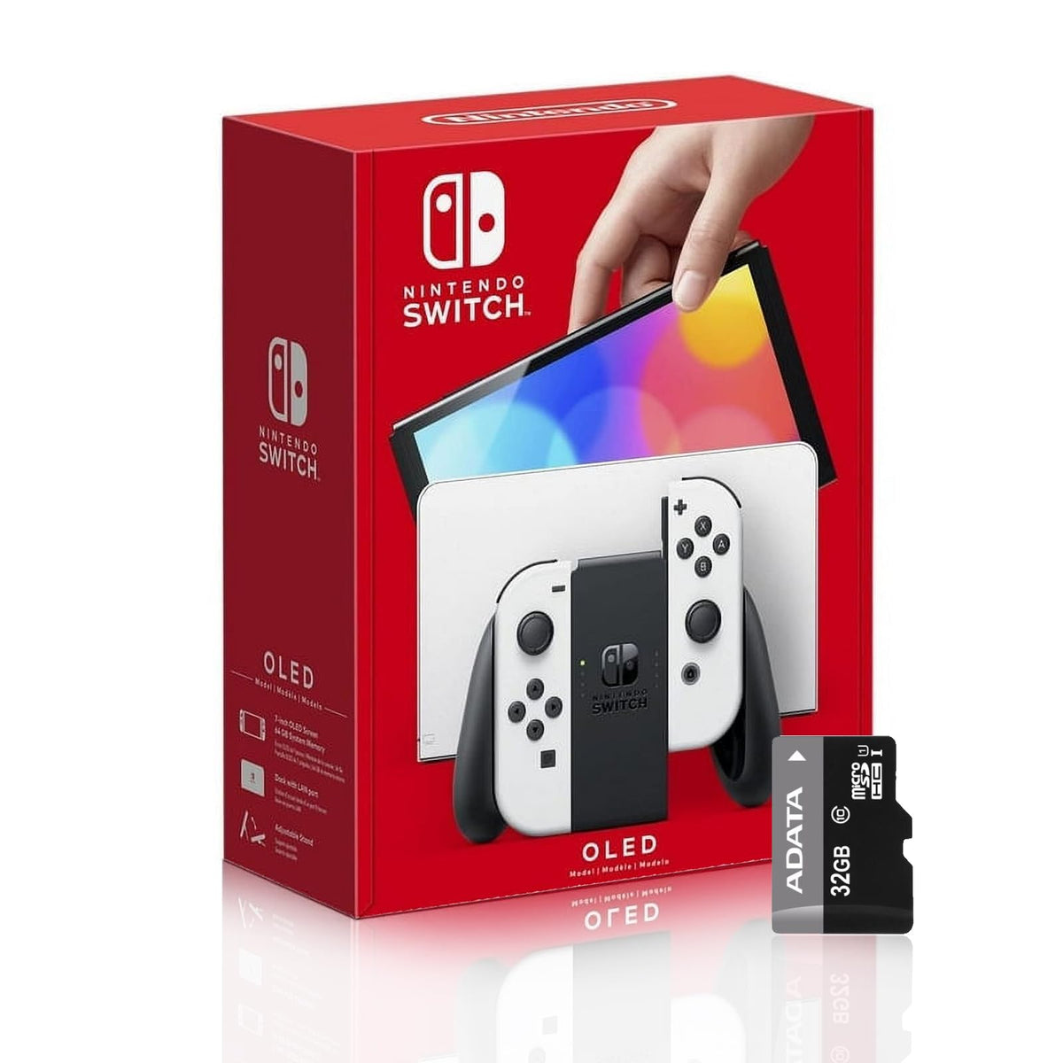 Nintendo Switch OLED Model with White Joy-Con and 32GB Micro SD Card E2074