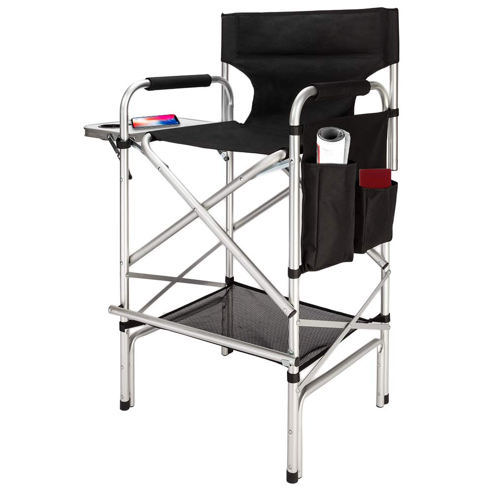 Black Folding Director Chair with Side Table D177
