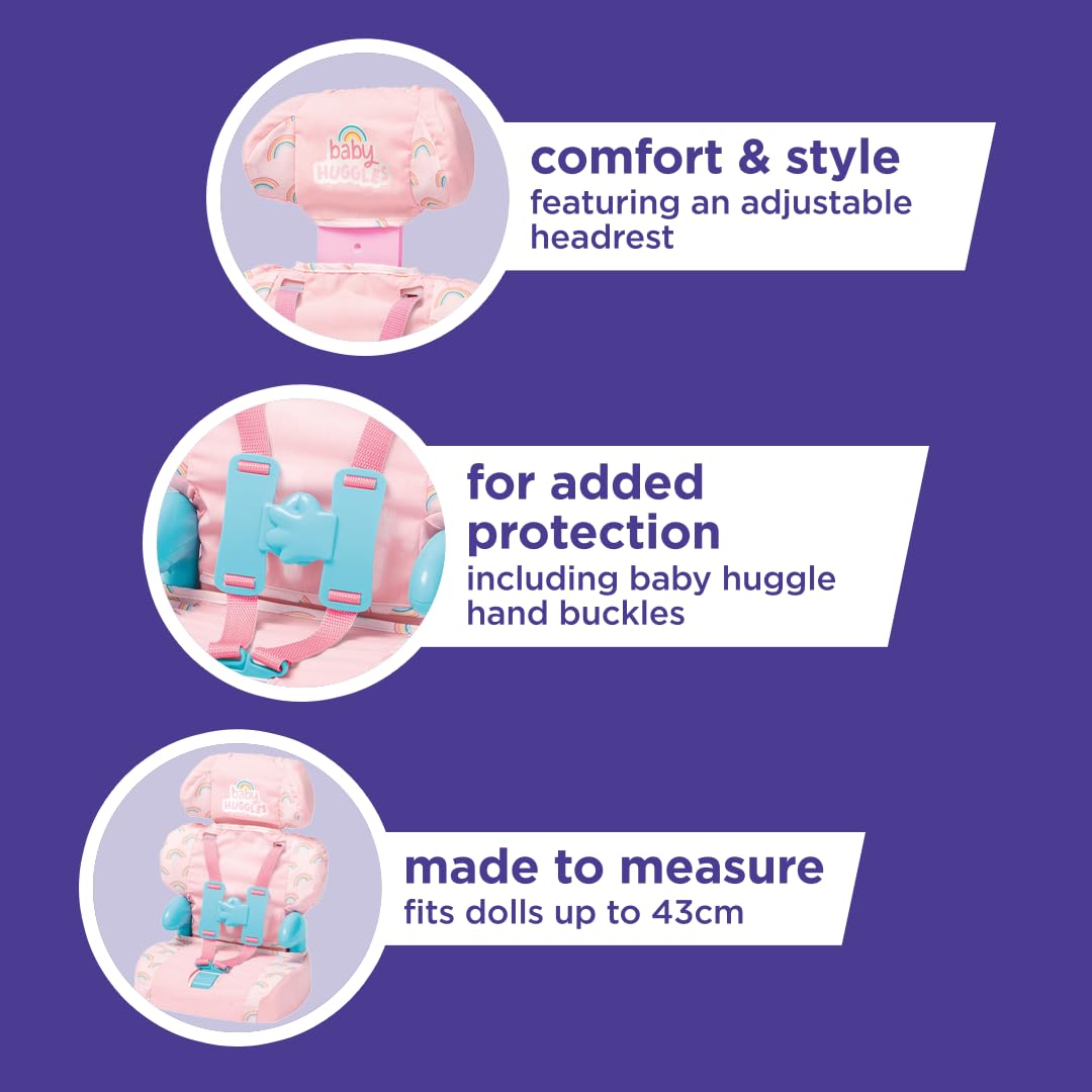 Pink Booster Seat for Dolls with Adjustable Headrest & Buckles R532