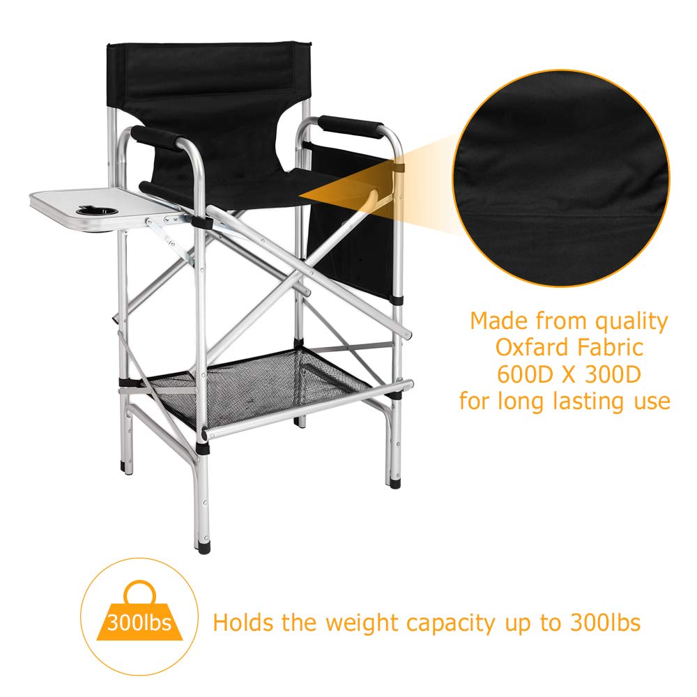 Black Folding Director Chair with Side Table D177