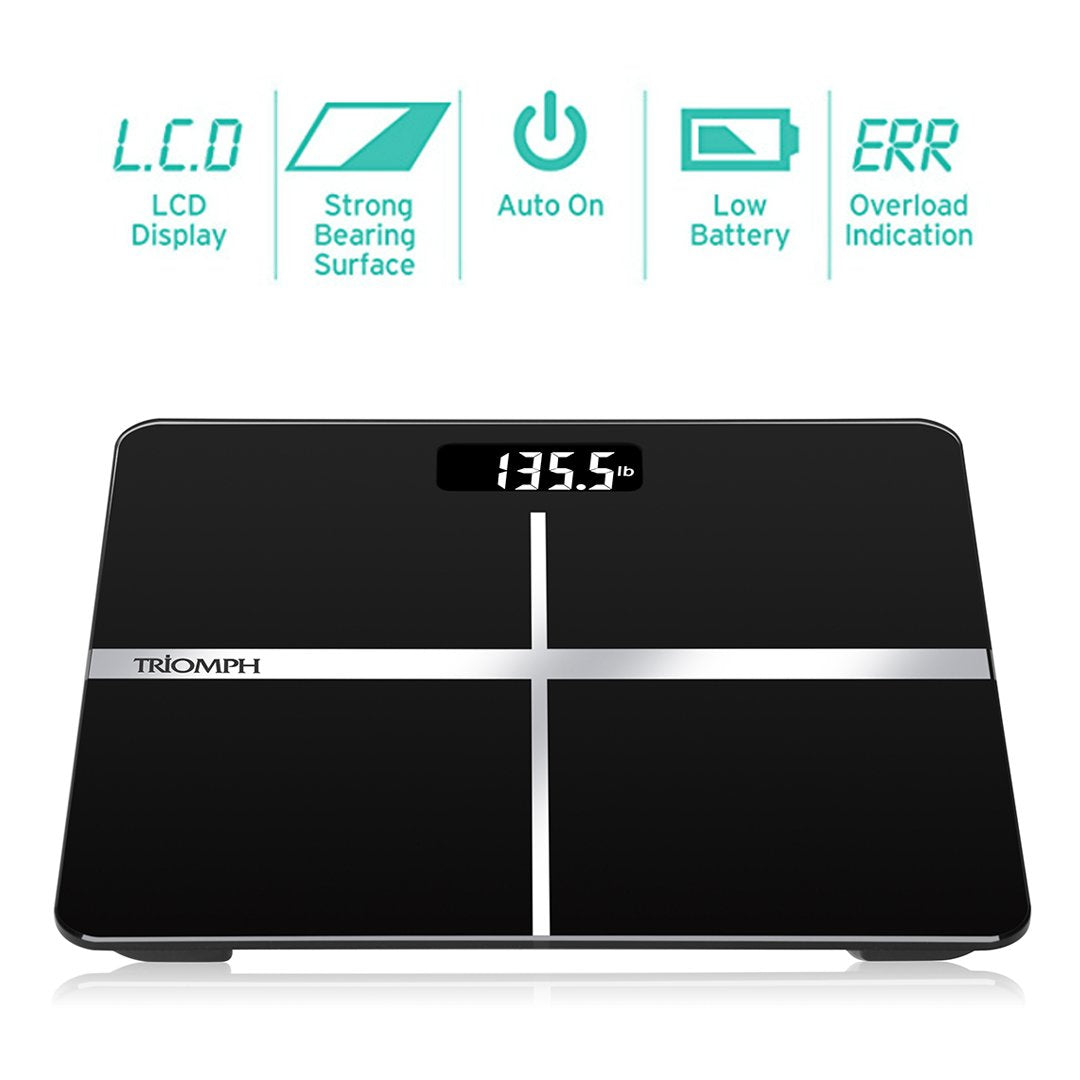 Black Digital Bathroom Scale with Backlit Display R796945