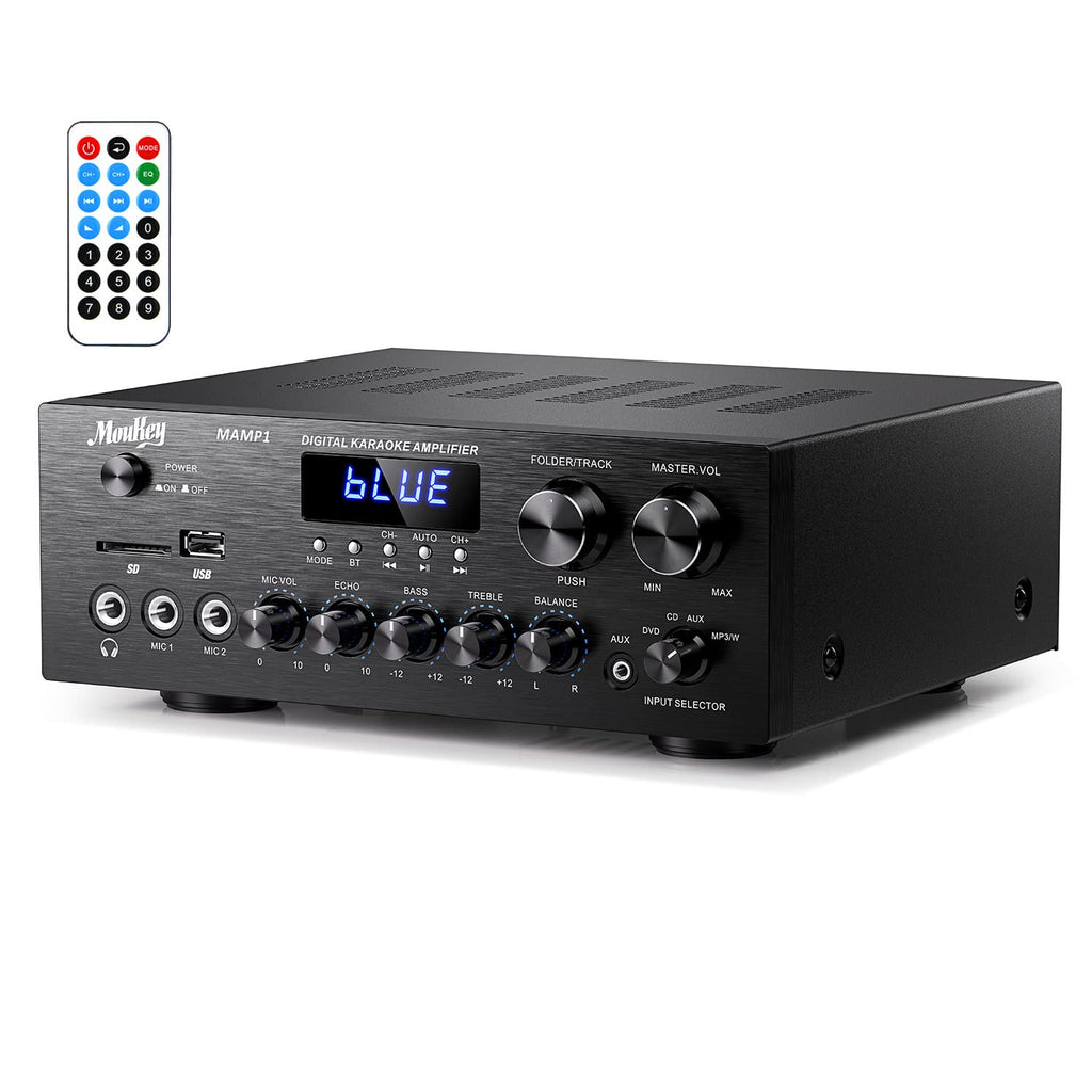 Bluetooth Stereo Receiver Amplifier with USB SD AUX RCA MIC, 400W Peak D136