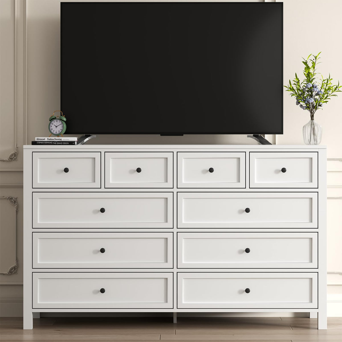 White 10 Drawers Dresser W52344