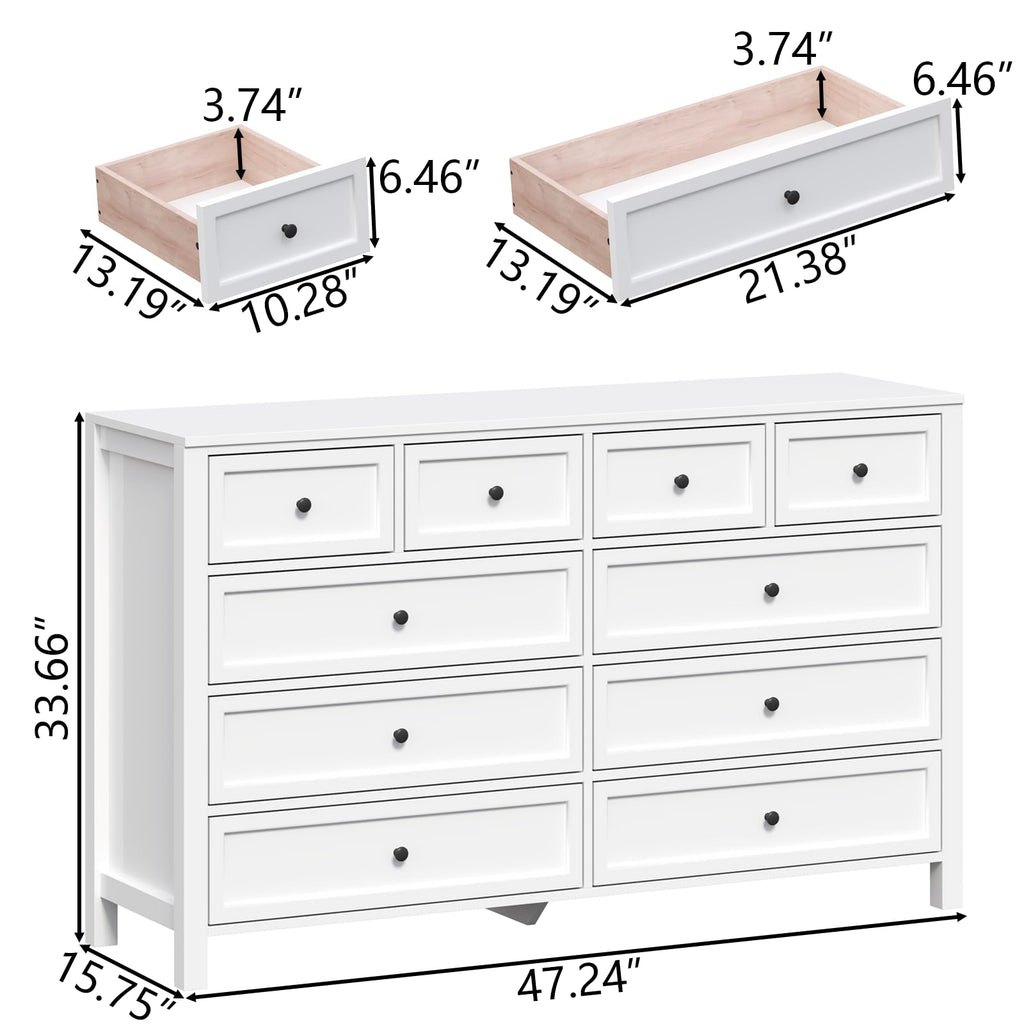 White 10 Drawers Dresser W52344