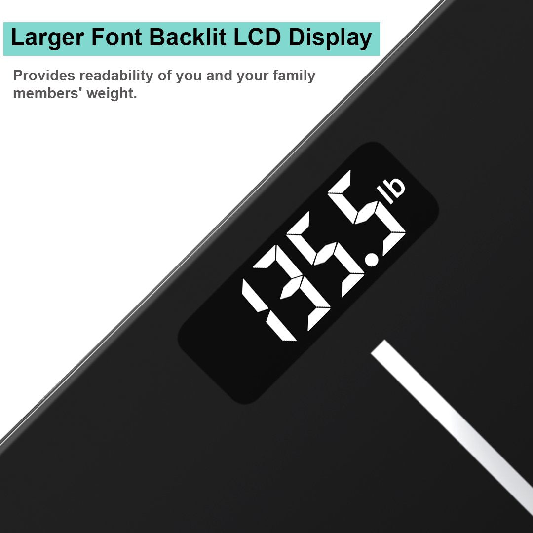 Black Digital Bathroom Scale with Backlit Display R796945