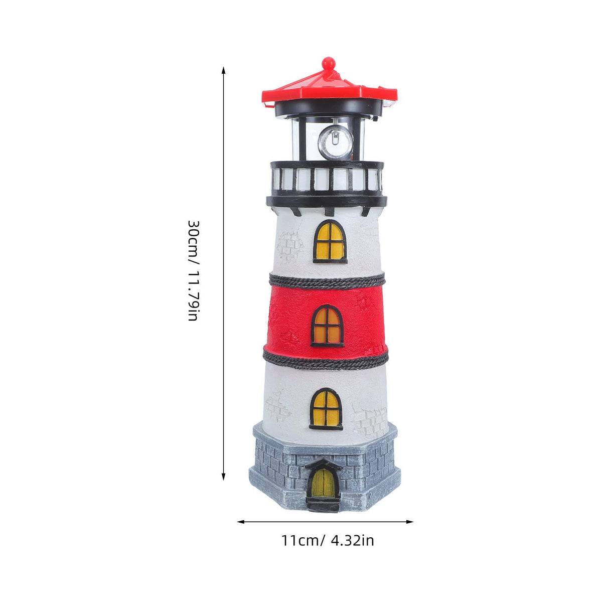 Solar Powered Waterproof LED Lighthouse Garden Statue U626714