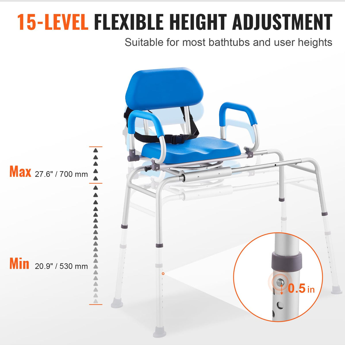 Sliding Tub Transfer Bench with 360 Degree Swivel Seat B309669