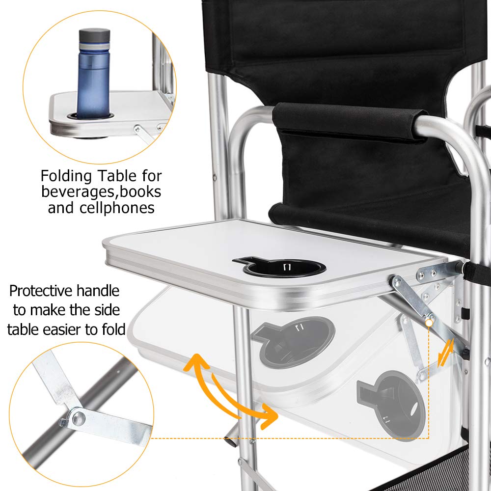 Black Folding Director Chair with Side Table D177