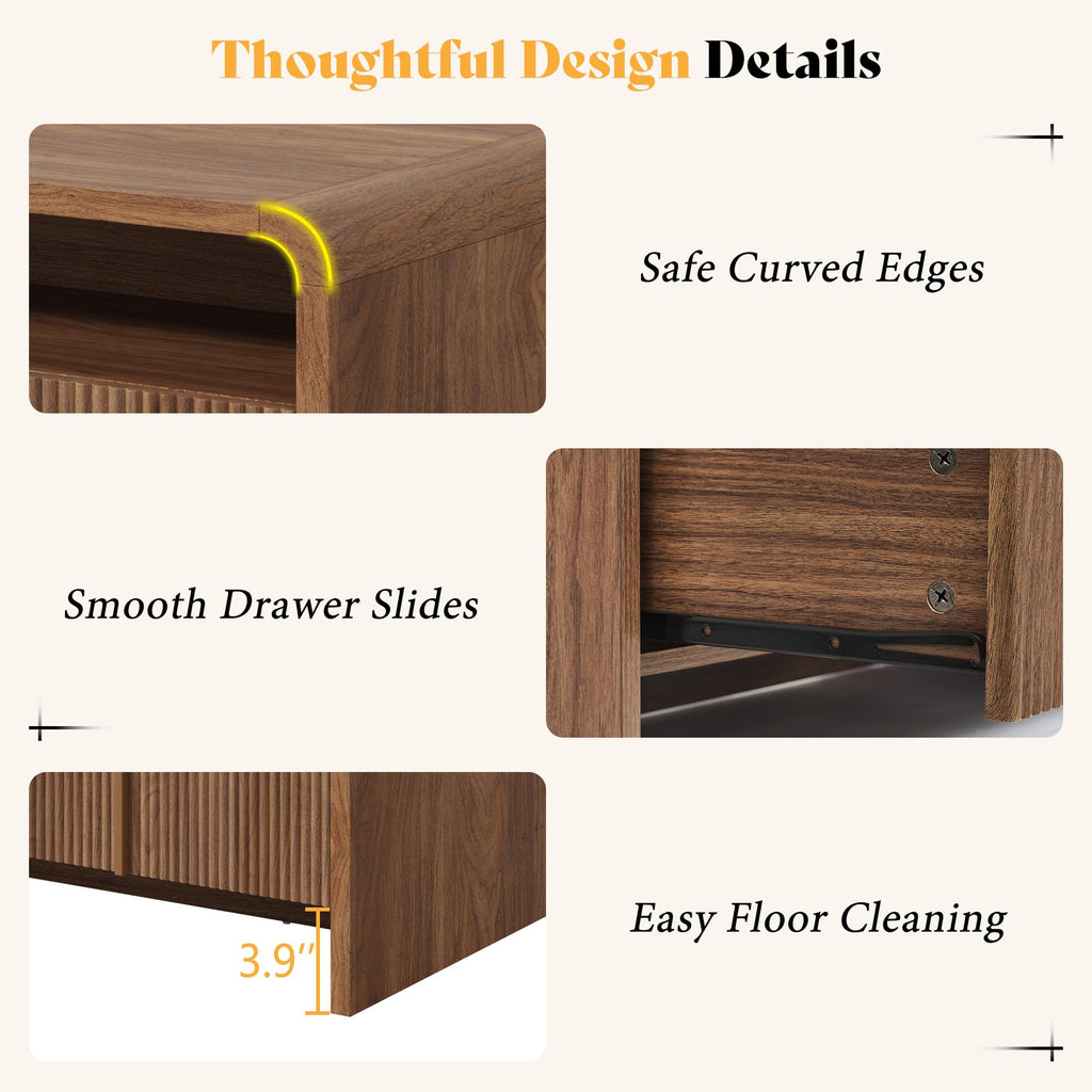 Fluted Coffee Table with Storage U99074
