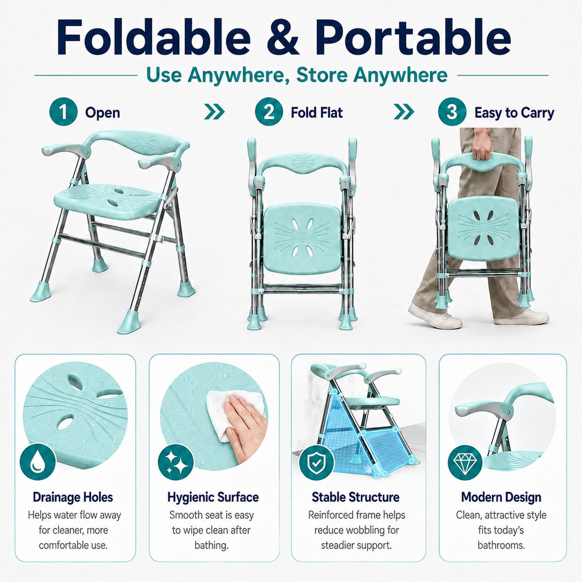 Heavy Duty Shower Chair with Arms and Back P18122