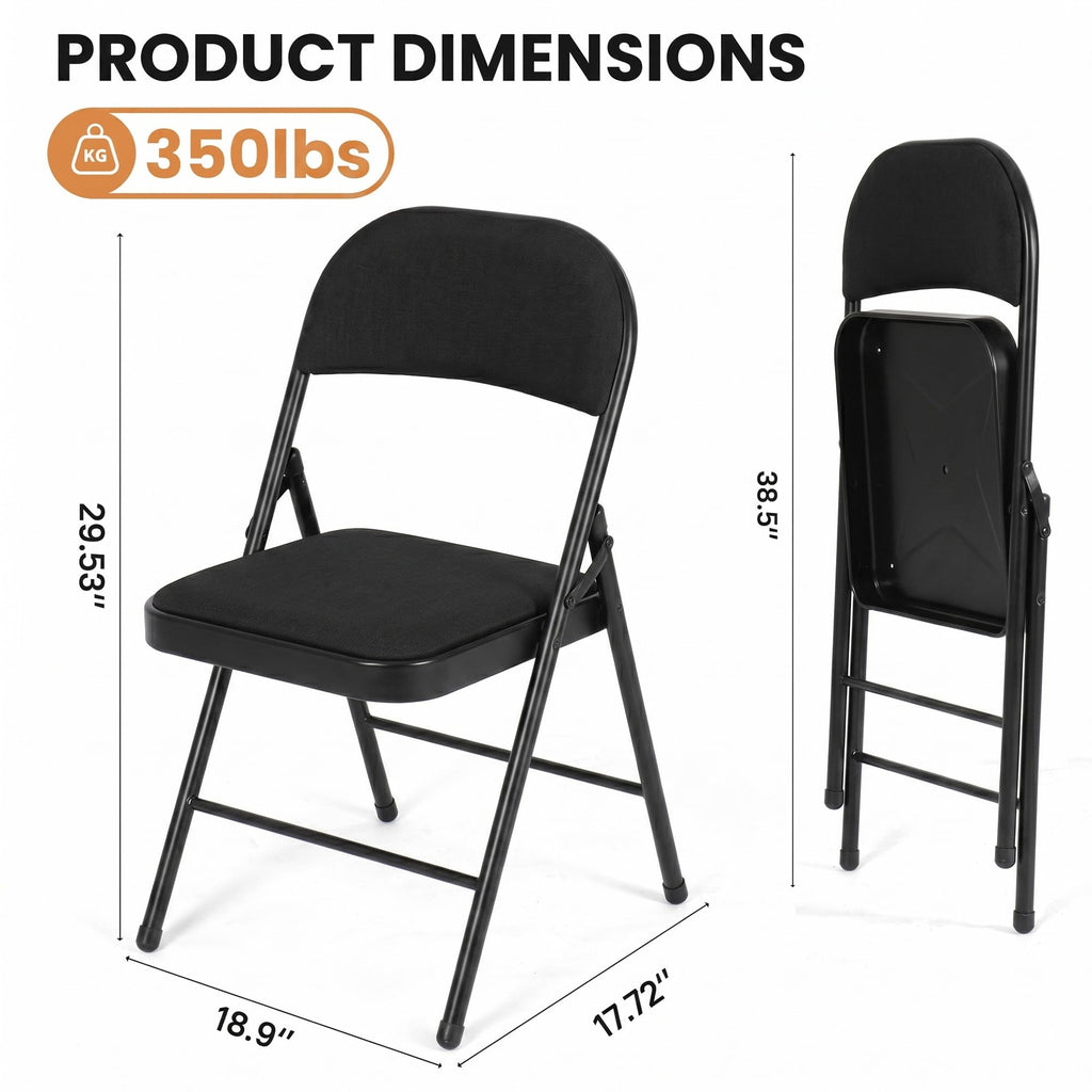 10 Pack Black Padded Folding Chairs U319