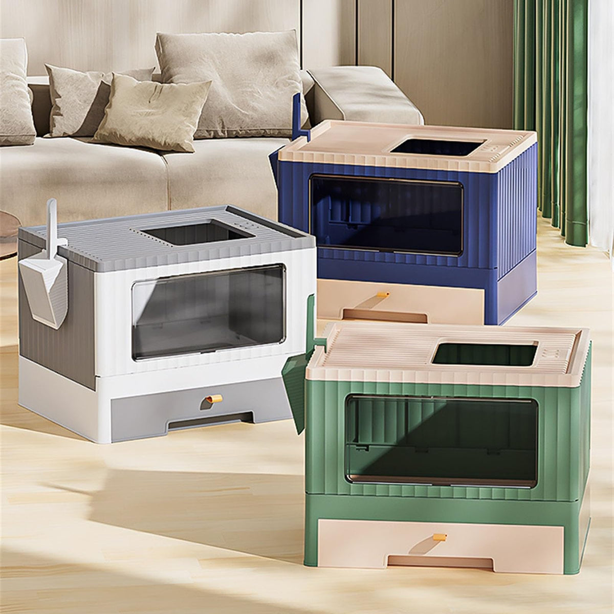 Foldable Cat Litter Box with Lid K9381