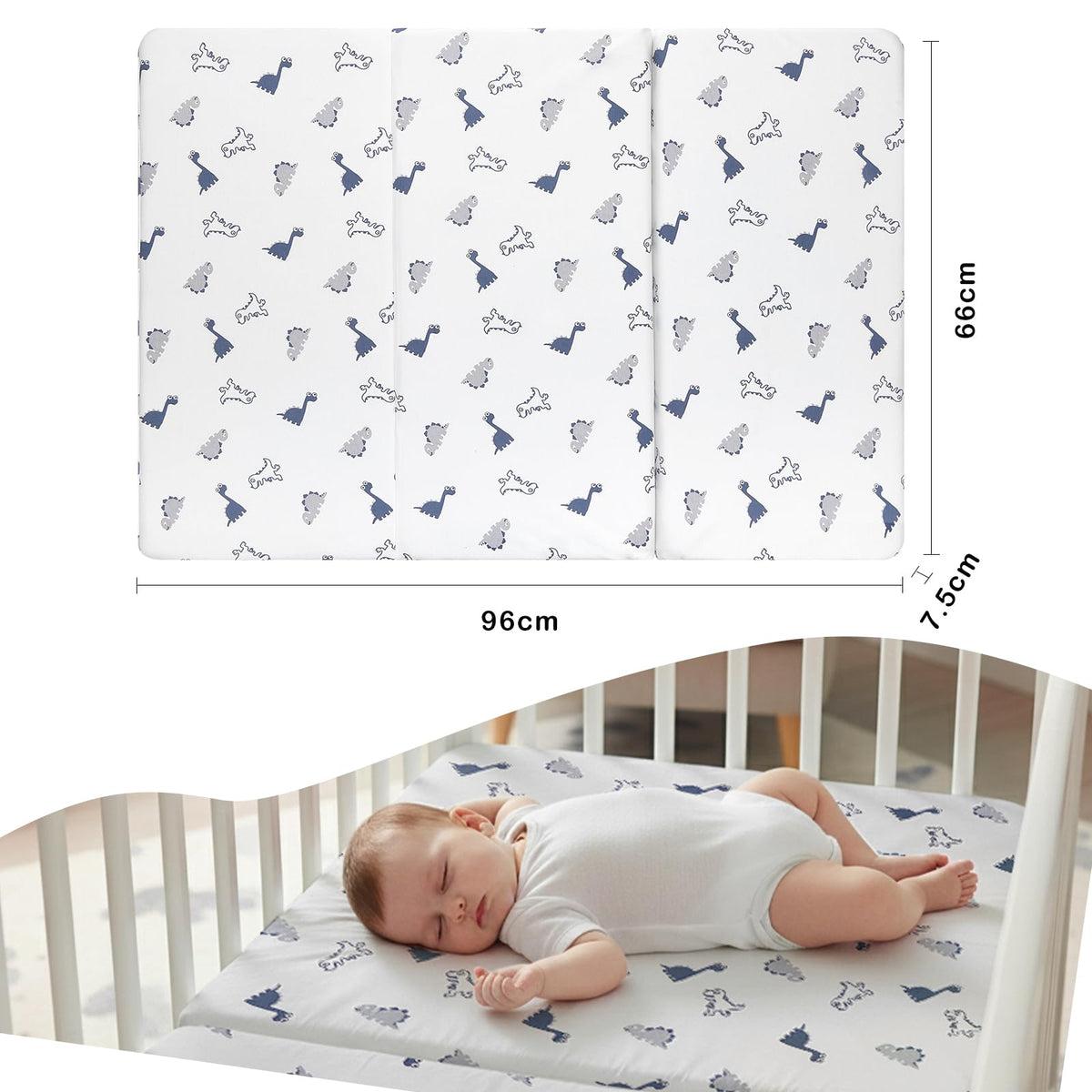 Trifold Pack and Play Mattress 38'' x 26'' x 3'' Memory Foam E462841