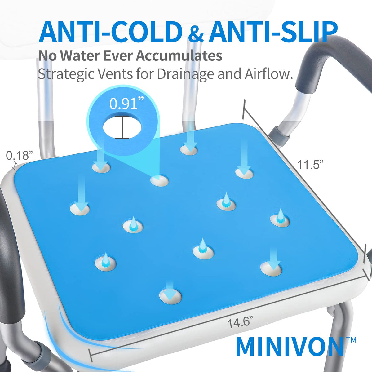 Waterproof Non Slip Soft Foam Shower Bench Cushion K8380