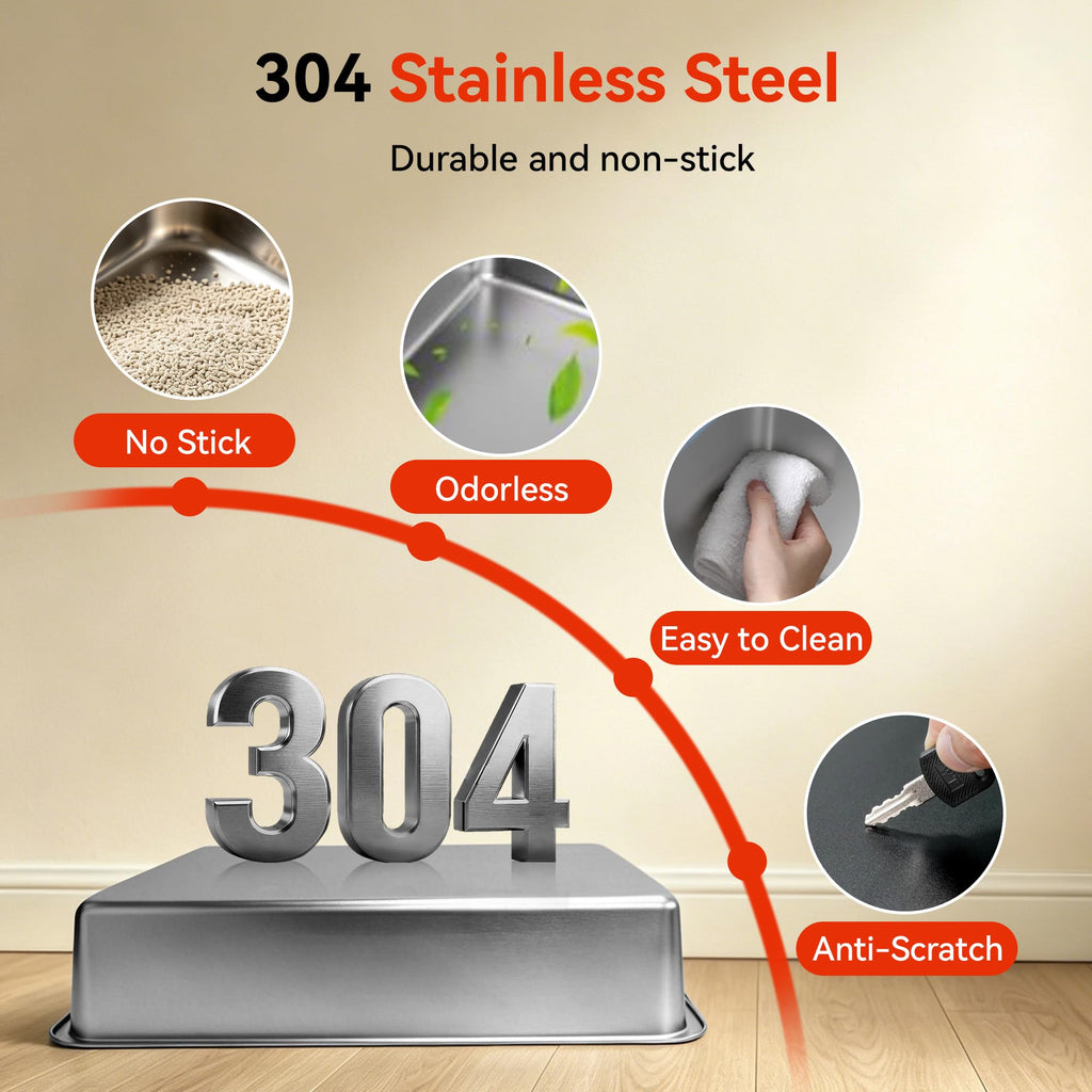 2 Pack XXXL Stainless Steel Litter Box with Lid Q1224