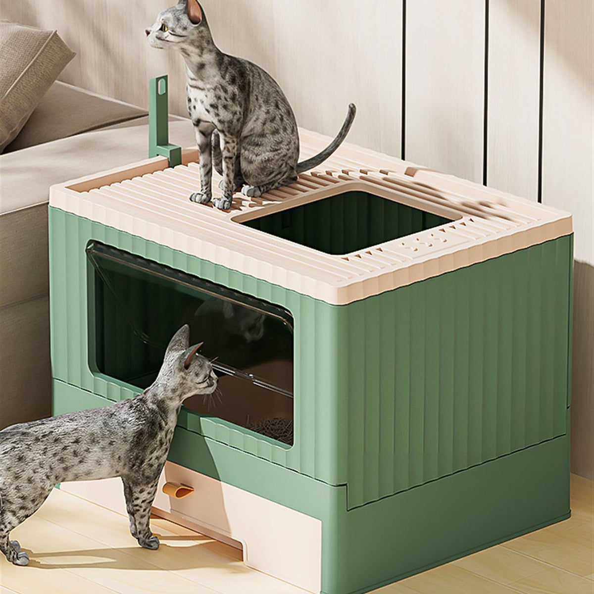 Foldable Cat Litter Box with Lid K9381