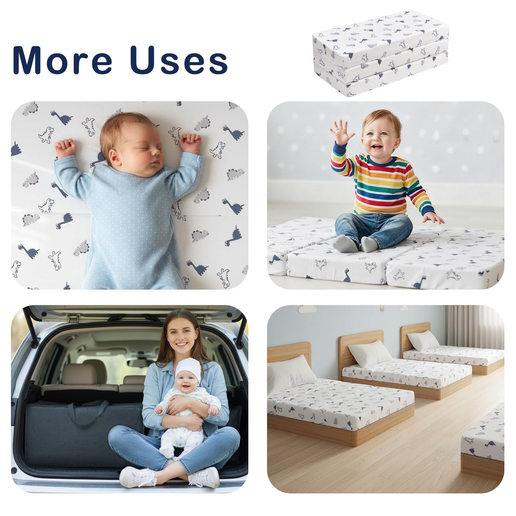 Trifold Pack and Play Mattress 38'' x 26'' x 3'' Memory Foam E462841