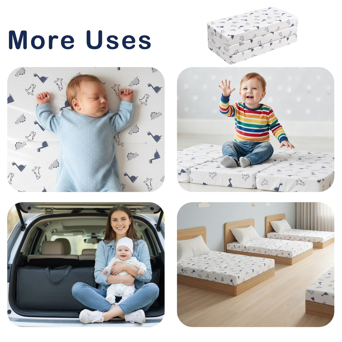 Trifold Pack and Play Mattress 38'' x 26'' x 3'' Memory Foam E462841