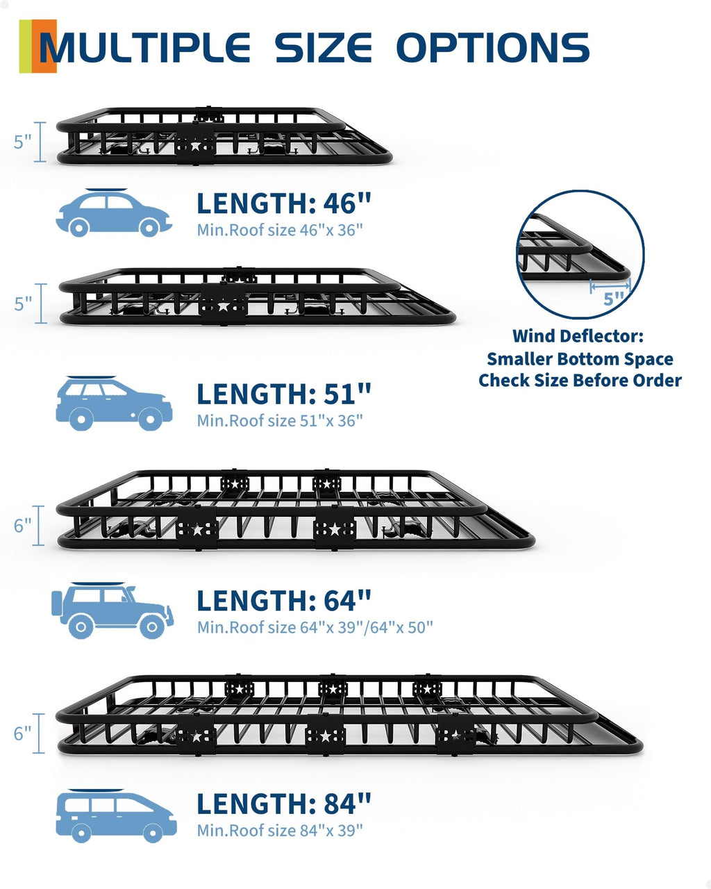 46" x 36" 200 Lbs Capacity Roof Rack Cargo Carrier Basket L115279