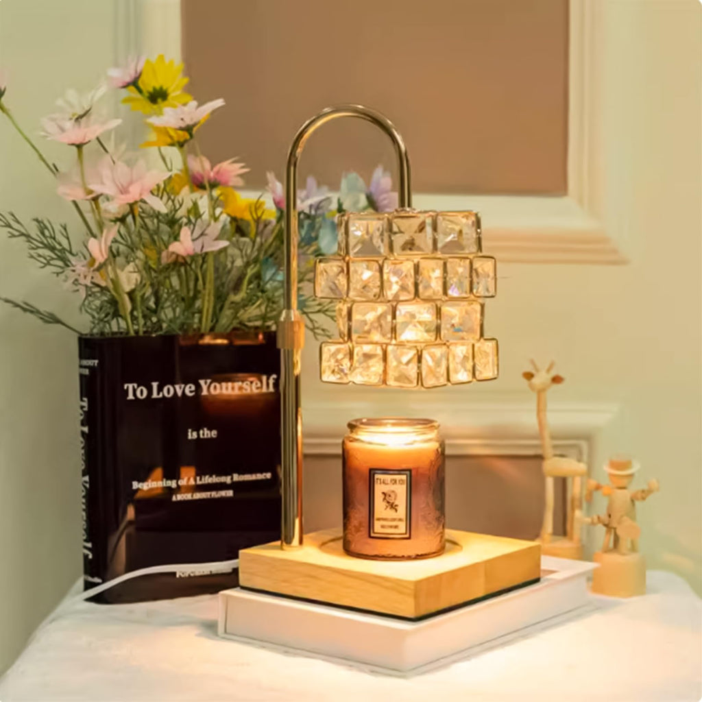 Candle Warmer Lamp with 2 Bulbs, Adjustable Dimmable Amber Glass W49730