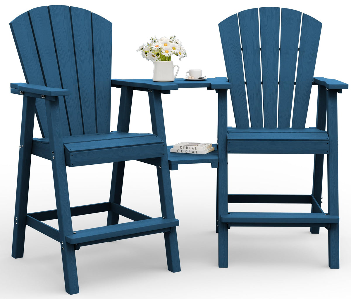 Navy Blue Adirondack Chairs Set of 2 with Table Trays K978323