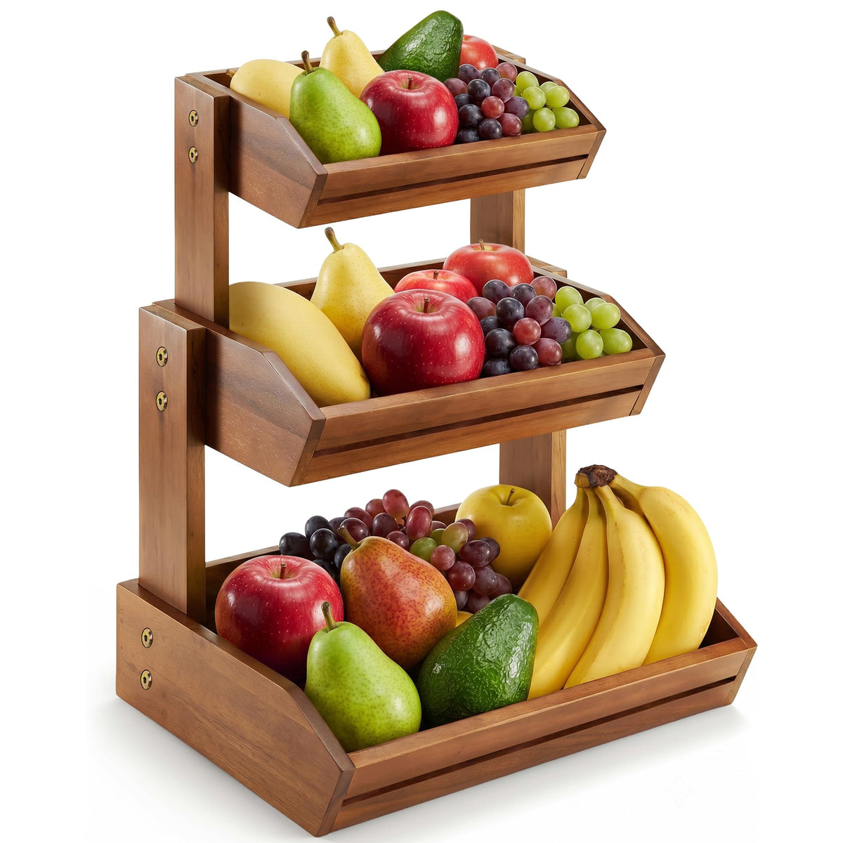 3 Tier Acacia Wood Fruit Basket U994