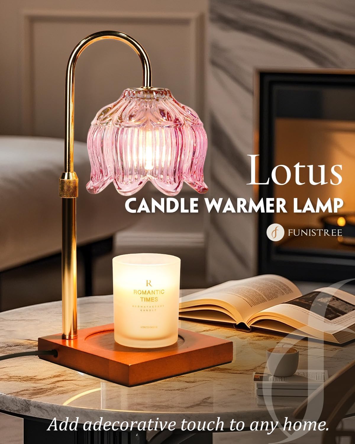Pink Candle Warmer Lamp with Timer & Dimmer U709576