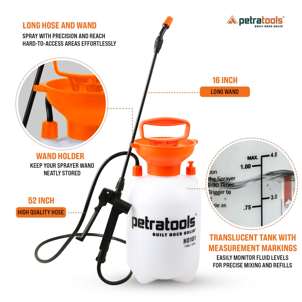 1 Gallon Garden Pump Sprayer with 52-in Hose & 2 Nozzles S195